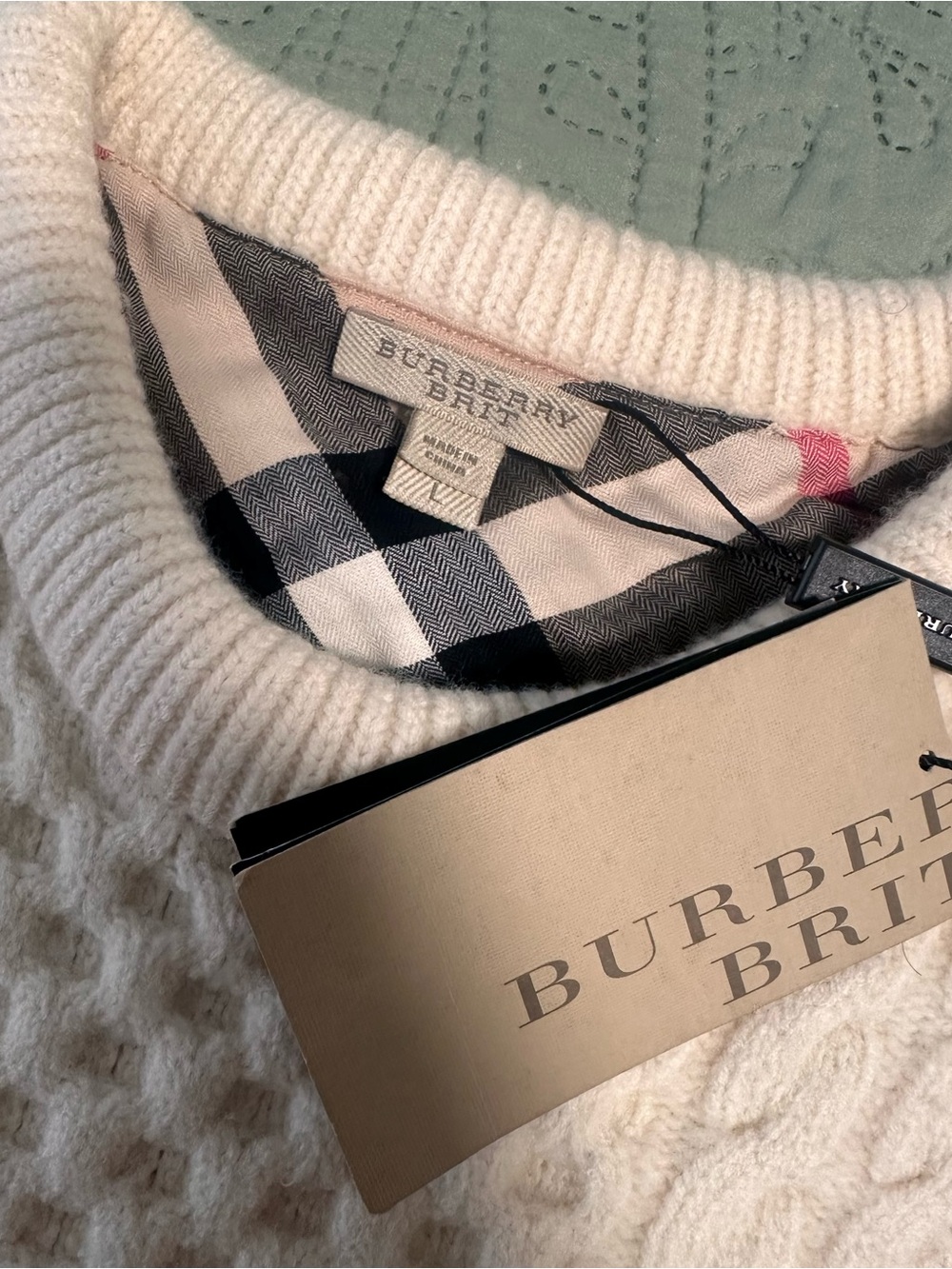Burberry Brit Men’s Natural White Cable-Knit Sweater